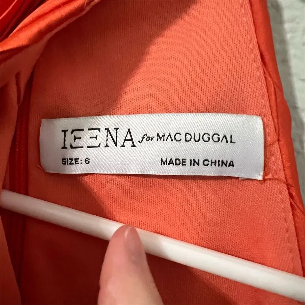 Mac Duggal Women's Size 6 Orange Halter Pleated Maxi Dress Formal 26992 - Picture 5 of 8